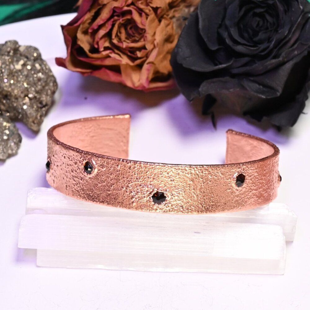 Garnet Swarovski Crystal Copper Cuff Bracelet - Picture 1 of 5